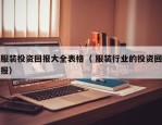 服装投资回报大全表格（ 服装行业的投资回报）